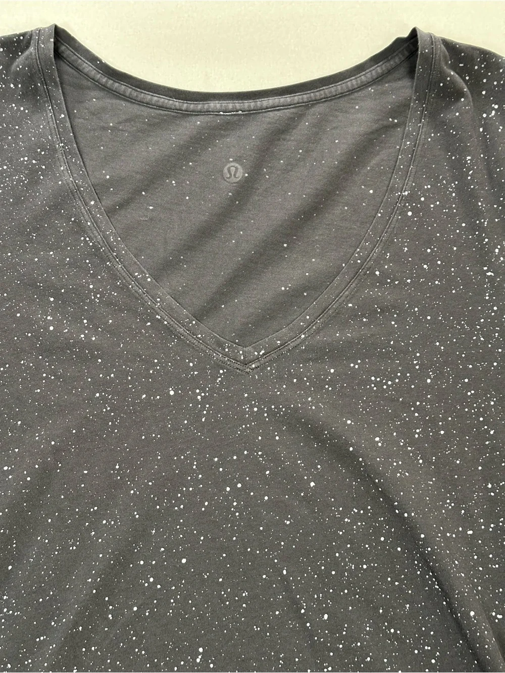Lululemon Love Tee V-Neck Short Sleeve Shirt, White Splatter - Womens